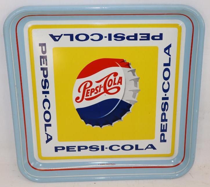 Pepsi-Cola Bottle Cap Square Metal Advertising Serving Tray (1 of 2)