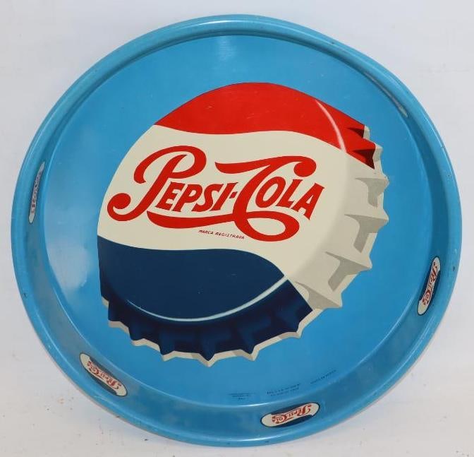 Pepsi-Cola Bottle Cap Round Metal Advertising Serving Tray (1 of 2)