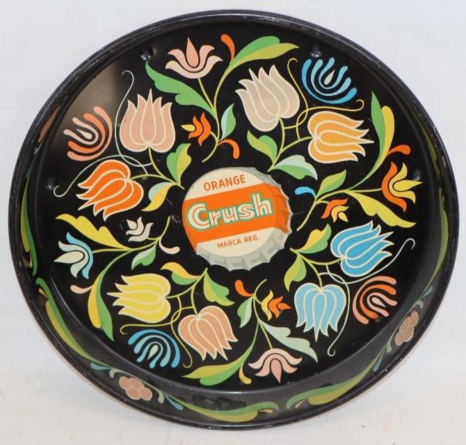 Orange Crush Soda with Floral Design Metal Advertising Serving Tray (Spanish) (1 of 2)