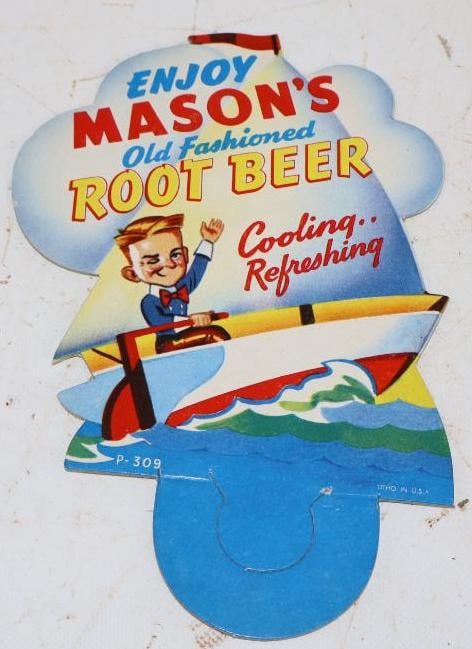 Enjoy Mason's Old Fashioned Root Beer Cardboard Advertising Bottle Topper (1 of 2)