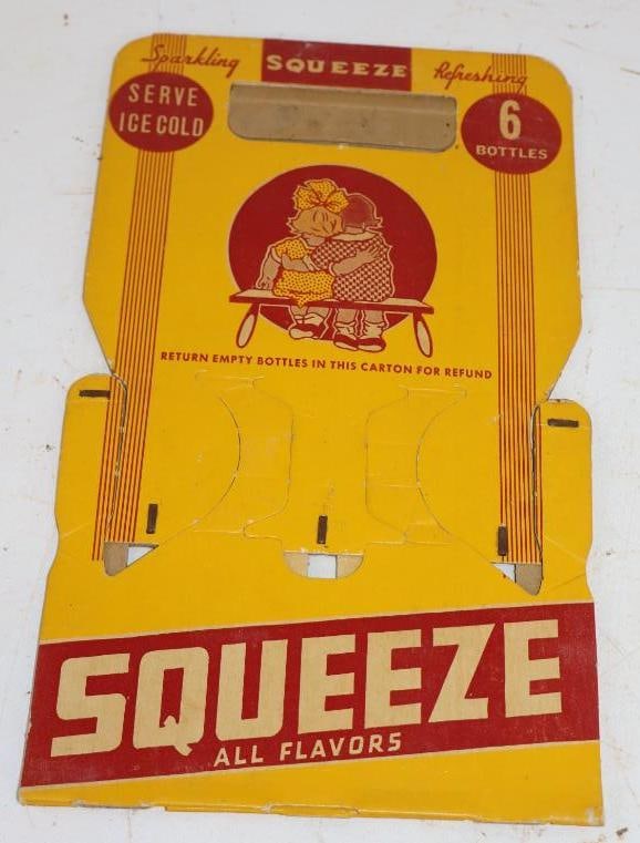 Serve Ice Cold Squeeze Sparkling Soda Cardboard Six Pack Bottle Carrier: 7" x 11.5"