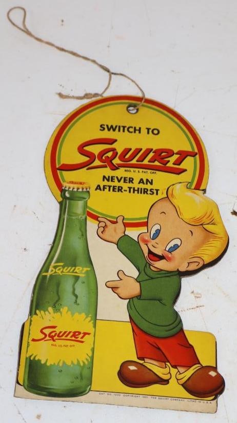 1931 Switch to Squirt Never an After-Thirst Cardboard Advertising Fan Pull (1 of 2)