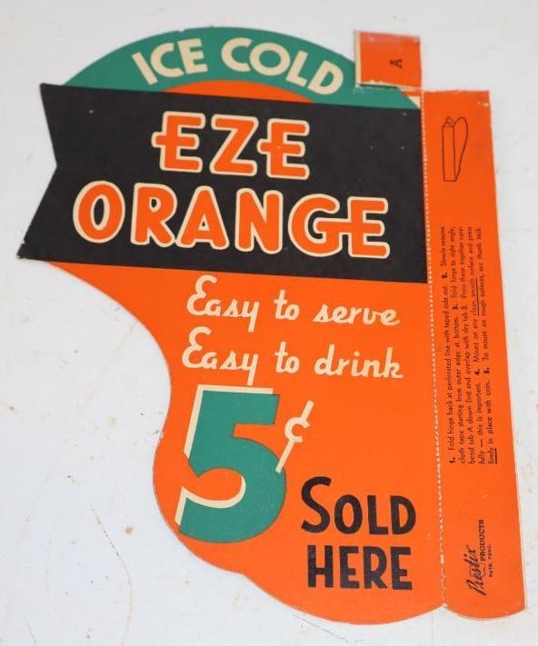Ice Cold Eze Orange Sold Here 5? Pricer Cardboard Flange Sign: 7.25" x 10"