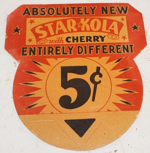 Absolutely New Star Kola with Cherry 5? Pricer Cardboard Bottle Topper: 7.5" x 8.25"