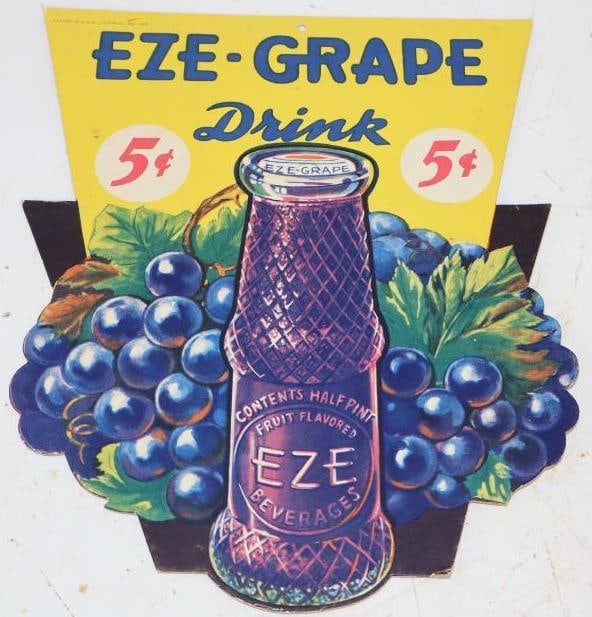 Eze-Grape Drink 5 Cent Pricer Cardboard Advertising Fan Pull (1 of 2)