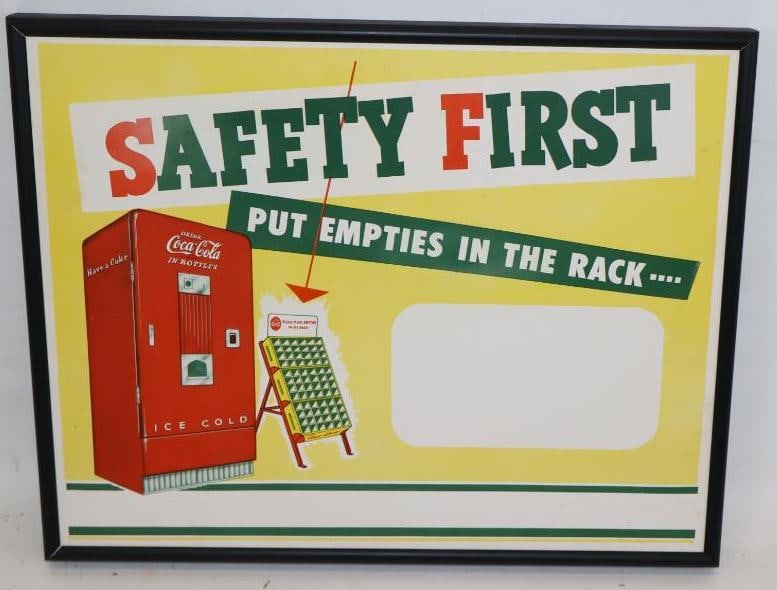 Safety First Put Empties in the Rack Single Sided Cardboard Framed Advertising Sign: 15" x 12"