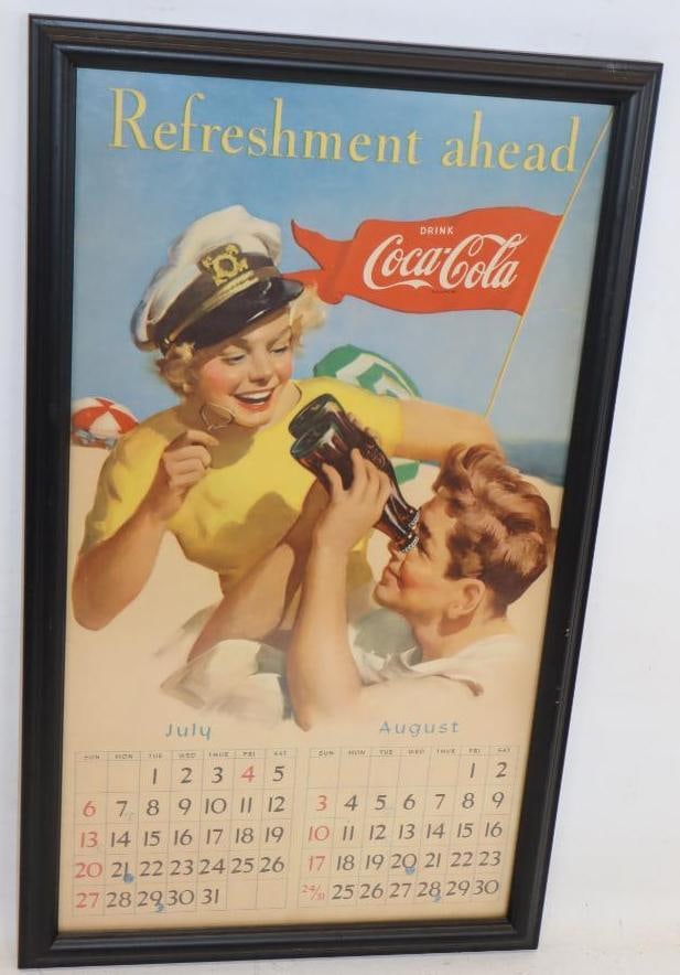 Drink Coca-Cola Refreshment Ahead Framed Advertising Calendar (1 of 5)