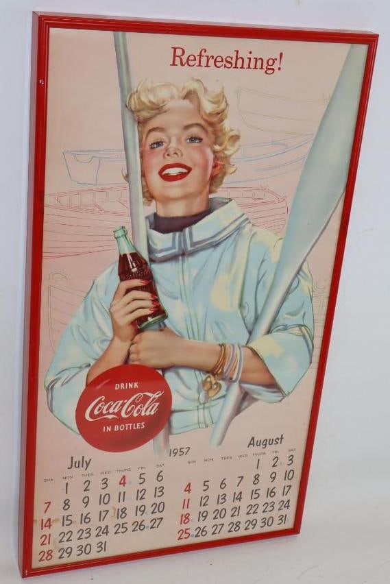 1957 Drink Coca-Cola in Bottles Advertising Framed Calendar (1 of 5)