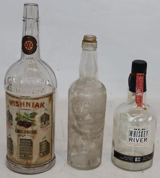 Group of 3 Wishniak Cordial, Smirnoff And Whiskey River Alcohol Bottles (1 of 4)