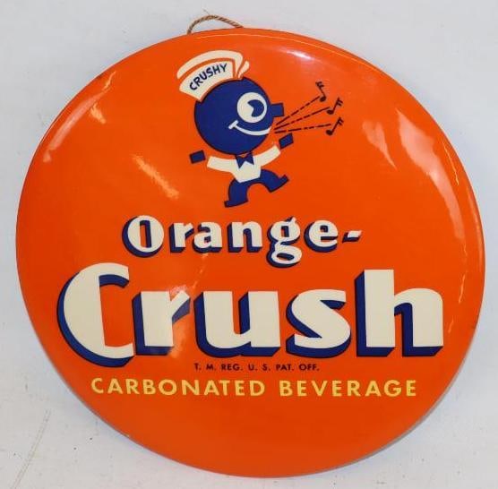 Orange Crush Carbonated Beverage with Crushy TOC Easelback Advertising Sign (1 of 2)