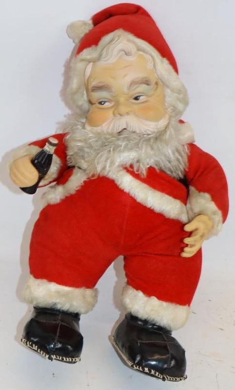 Santa Claus with Black Boots Decoration Doll with Coca-Cola Advertising Bottle (1 of 4)