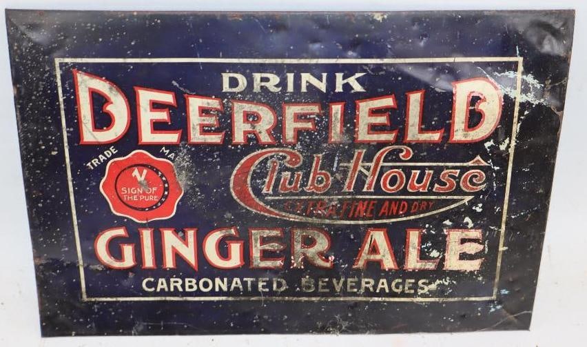 Drink Deerfield Ginger Ale Advertising Else Back Sign: 9.5x6.5 Missing Esle Back