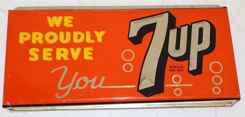 We Proudly Serve You 7up TOC Easelback Advertising Sign (1 of 2)