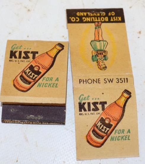 Group of 2 Kist Bottling Matchbooks with Bottle Shaped Matches: 1.5" x 2"