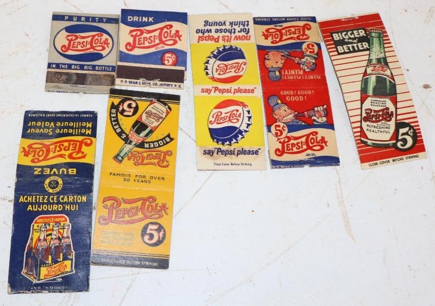 Group of 7 Different Pepsi-Cola Advertising Matchbooks (1 of 5)