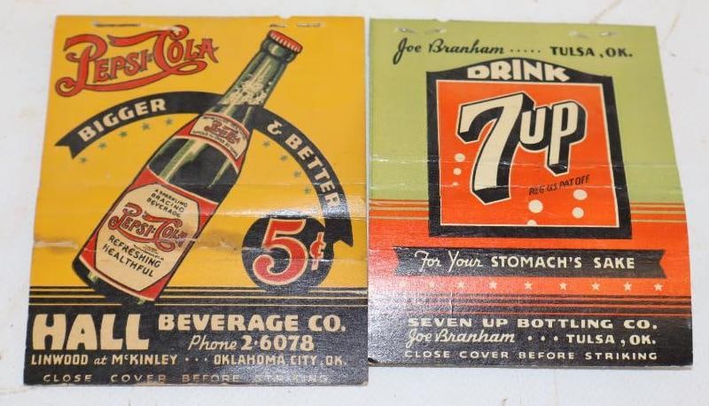 Group of 2 7up and Pepsi-Cola Oversized Soda Advertising Matchbooks (1 of 2)