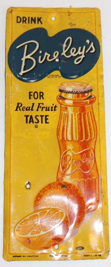 1941 Drink Bireley's Orange Soda Embossed Door Push Advertising Sign (1 of 2)