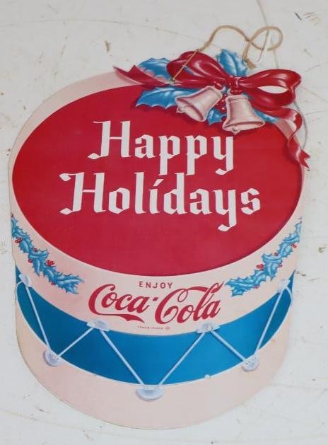 Enjoy Coca-Cola Merry Christmas Cardboard Advertising Fan Pull (1 of 2)