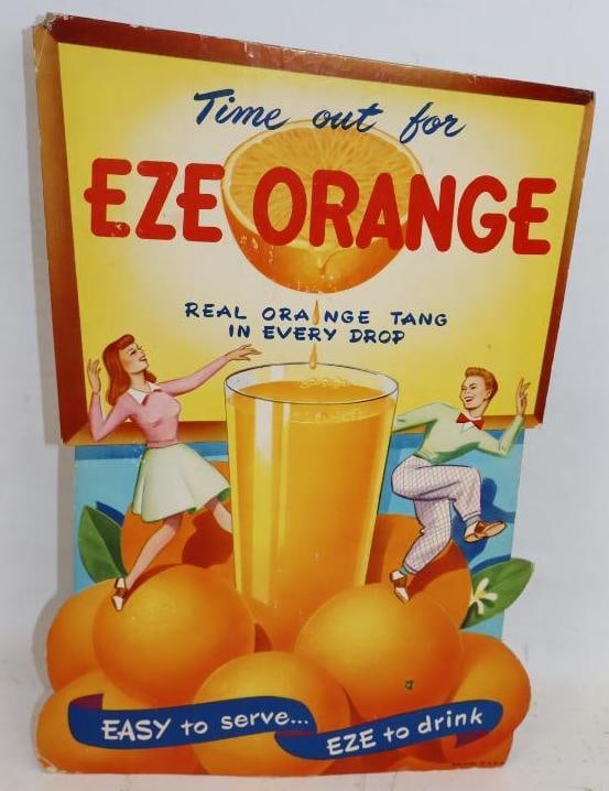 Time Out for Eze Orange Cardboard Easelback Countertop Advertising Sign: 10" x 14.5"