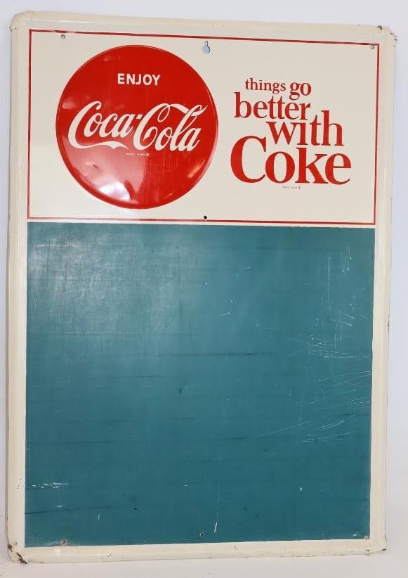 Enjoy Coca-Cola Embossed Metal Advertising Chalkboard: 19.5" x 27.75"