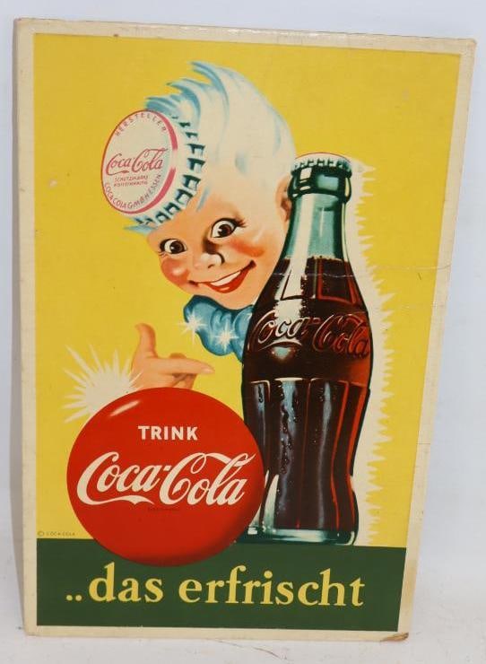 Heavy Cardboard Drink Coca-Cola That Refreshes Easelback Countertop Display Sign with Sprite Boy (1 of 2)