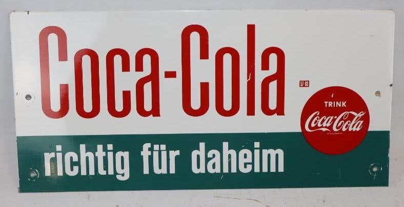 Drink Coca-Cola Right For Home Metal Advertising Sign (German): 14.5" x 7"