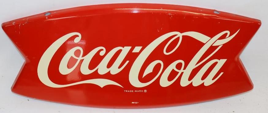 Coca-Cola Fish Tail Advertising Rack Topper Sign (1 of 2)