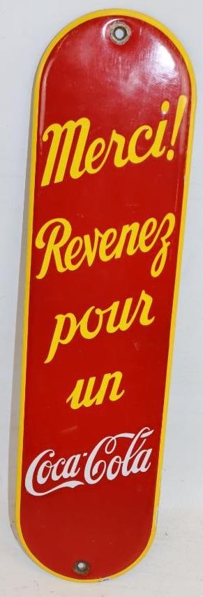 Thank You Come Back for a Coca-Cola Advertising Door Push (French) (1 of 2)