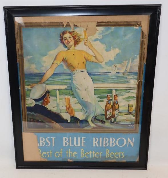 Pabst Blue Ribbon The Best of The Better Beers Nautical Themed Cardboard Advertising Framed Sign (1 of 5)
