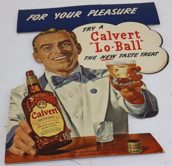 Calvert Reserve Blended Whiskey Cutout Cardboard Easelback Advertising Sign (1 of 2)