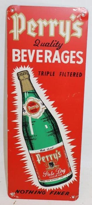 Perry's Pale Dry Ginger Ale Nothing Finer Metal Advertising Door Push (1 of 2)
