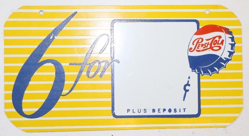 Pepsi-Cola Metal Six Pack Pricer Advertising Sign: 6.75" x 3.5"