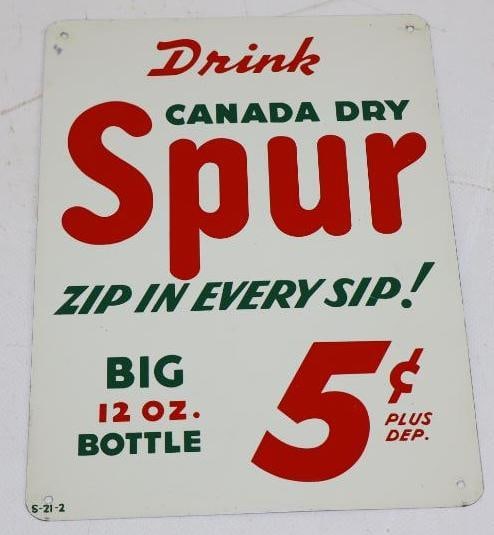 Drink Canada Dry Spur Big 12oz. Bottle Cola 5? Pricer Metal Door Push Sign (1 of 2)