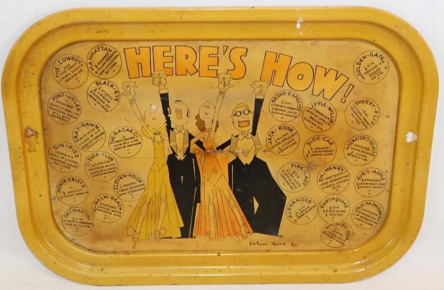 Here's How Cocktail Drink Instruction Service Tray: 12.5x17.25x1