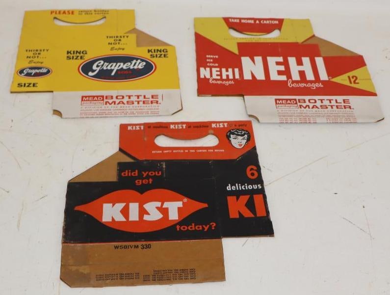 Group of 3 Nehi, Grapette, and Kist Soda Six Pack Cardboard Bottle Carriers (1 of 5)