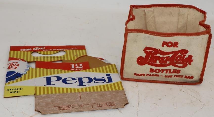 Group of 2 Pepsi-Cola Cardboard and Canvas Six Pack Bottle Carriers (1 of 4)