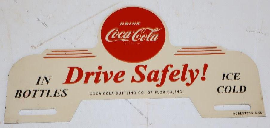 Drink Coca-Cola in Bottles Drive Safely Advertising License Plate Topper (1 of 2)