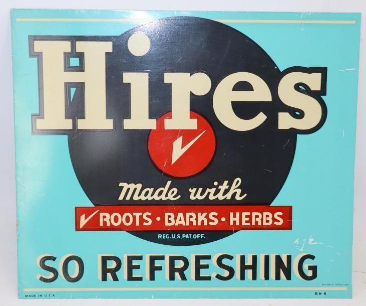 Hires Made with Roots, Barks, and Herbs Single Sided Metal Reproduction Advertising Sign: is marked AAA Sign Company. 13.5" x 11.5"