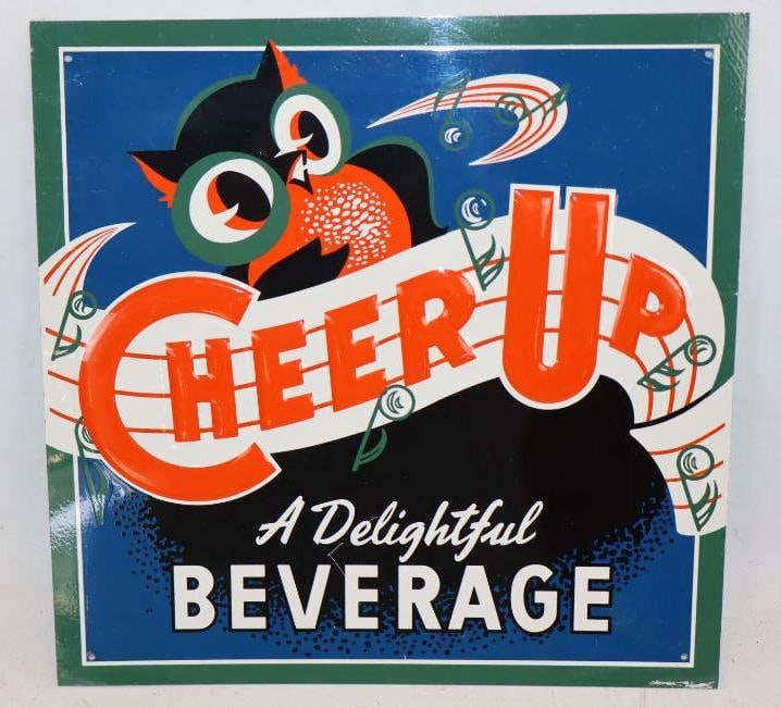 Cheer Up Soda Embossed Metal Reproduction Advertising Sign: 11.75" x 11.75"