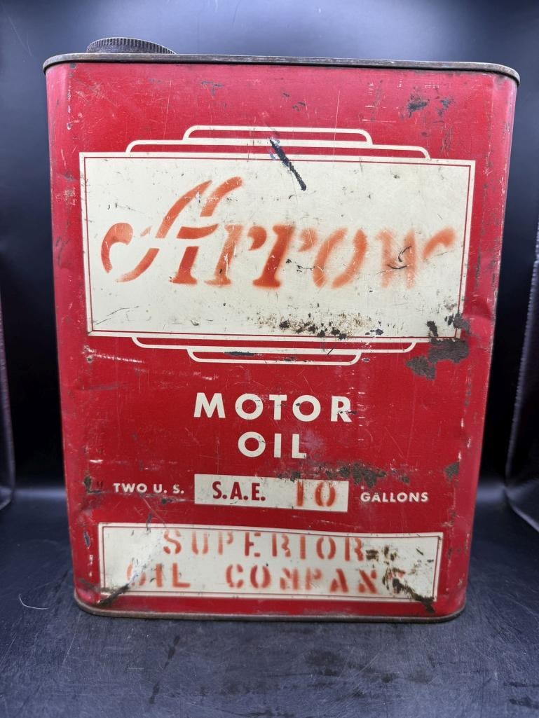 Arrow: Good color, condition throughout, some denting, Superior Oil Co