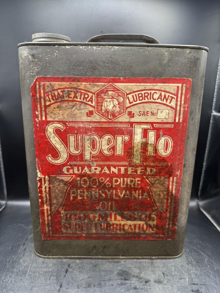 Super flo: Paper label, good color, soiling to paper, early can
