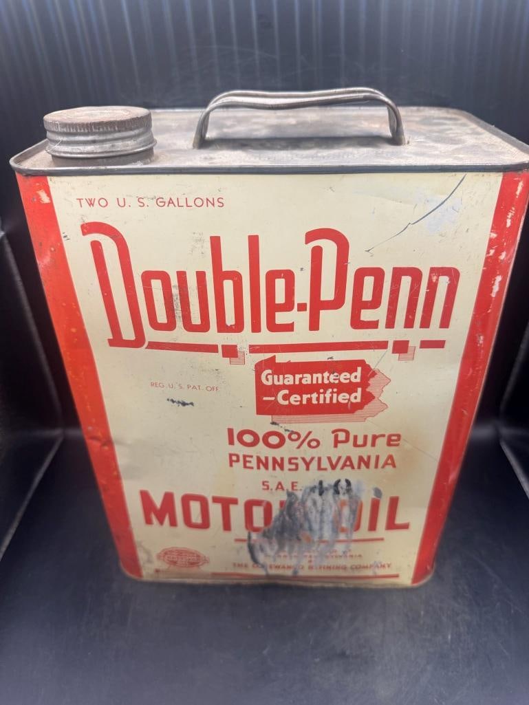 Double-Penn Motor Oil: PA, good color, Blemish on front, scuffs on back