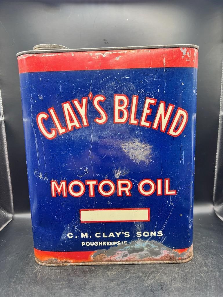Clays Blend Motor Oil: Good color, fair condition, scratching, rust