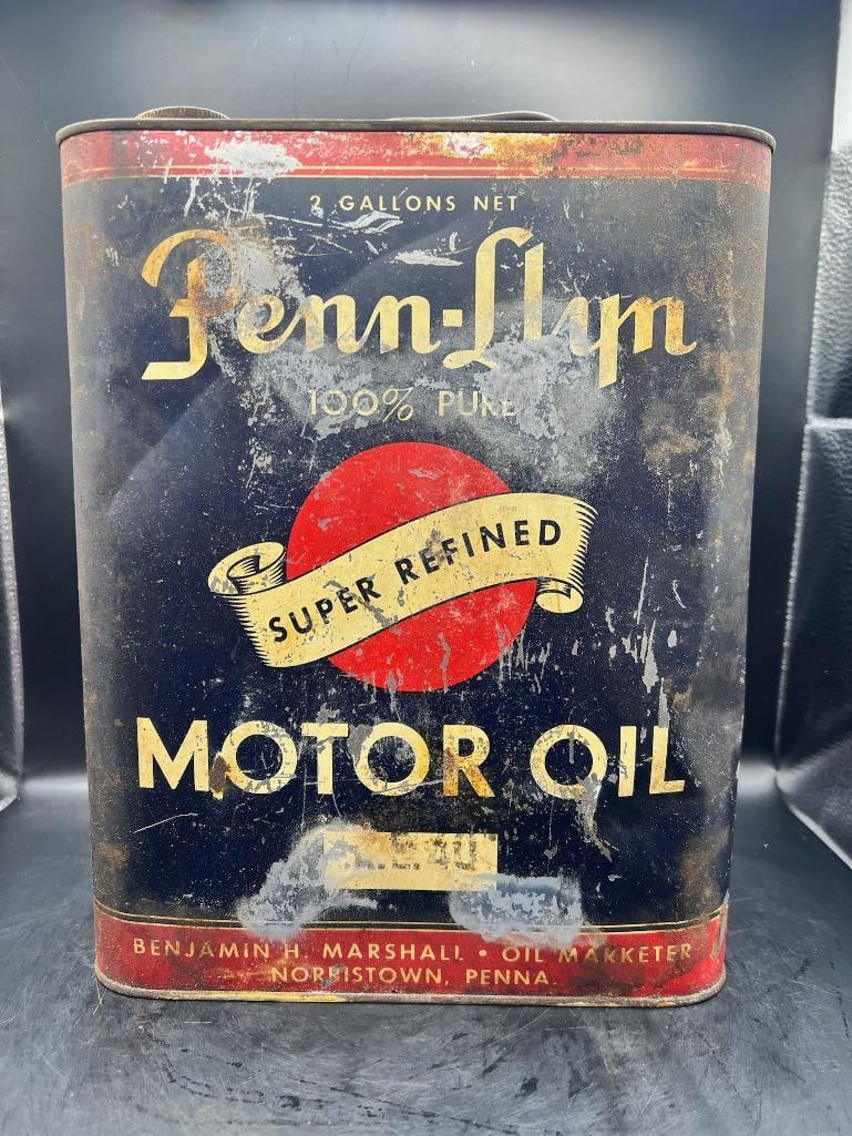 Penn-lhm Motor Oil: Norristown, Pa. fair color, fair condition, scratches and corrosion