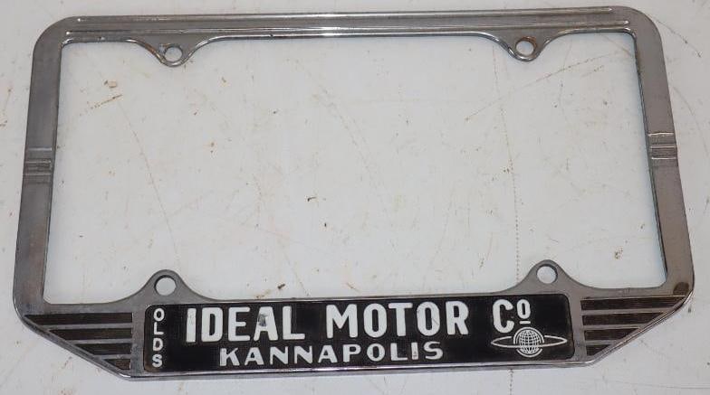 Ideal Motor Co. Kannapolis Oldsmobile Dealership Embossed License Plate Frame (1 of 2)