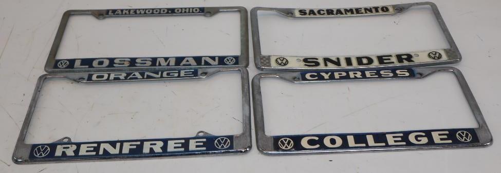 Group of 4 VW Dealership Embossed License Plate Frames (1 of 4)