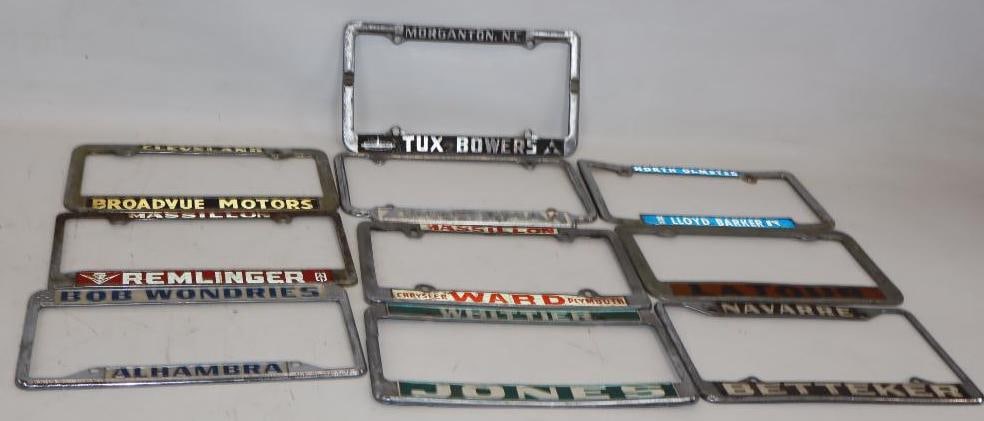 Group of 10 Metal Ohio Car Dealership License Plate Frames (1 of 5)