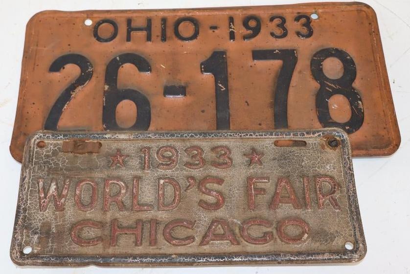1933 Ohio License Plate with Chicago World's Fair Extension (1 of 2)