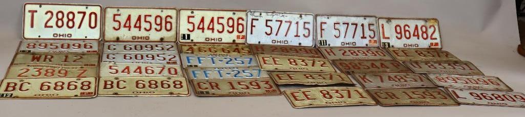 Group of 30 1980's & 90's Embossed Ohio License Plates: 12" x 6" each