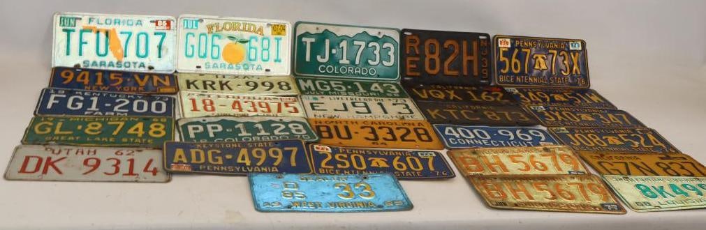 Group of 27 Embossed Different State License Plates (1 of 6)